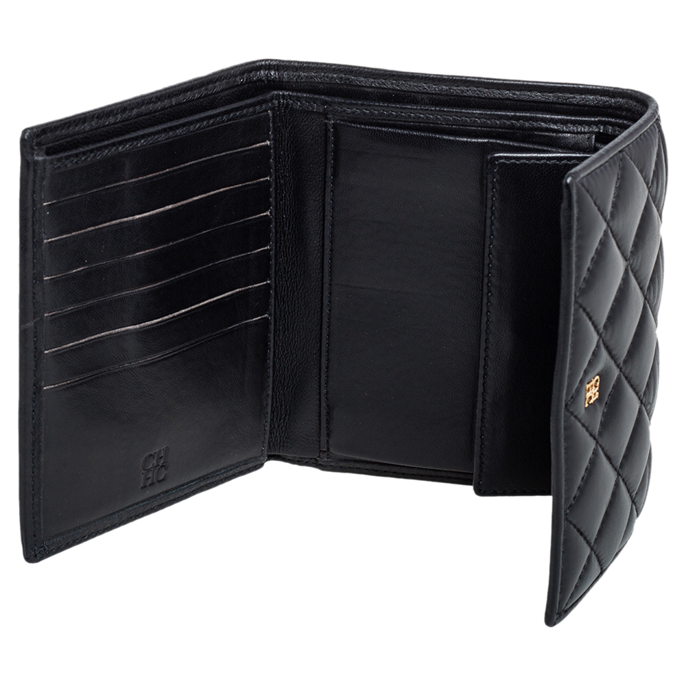 

Carolina Herrera Black Quilted Leather Trifold Wallet