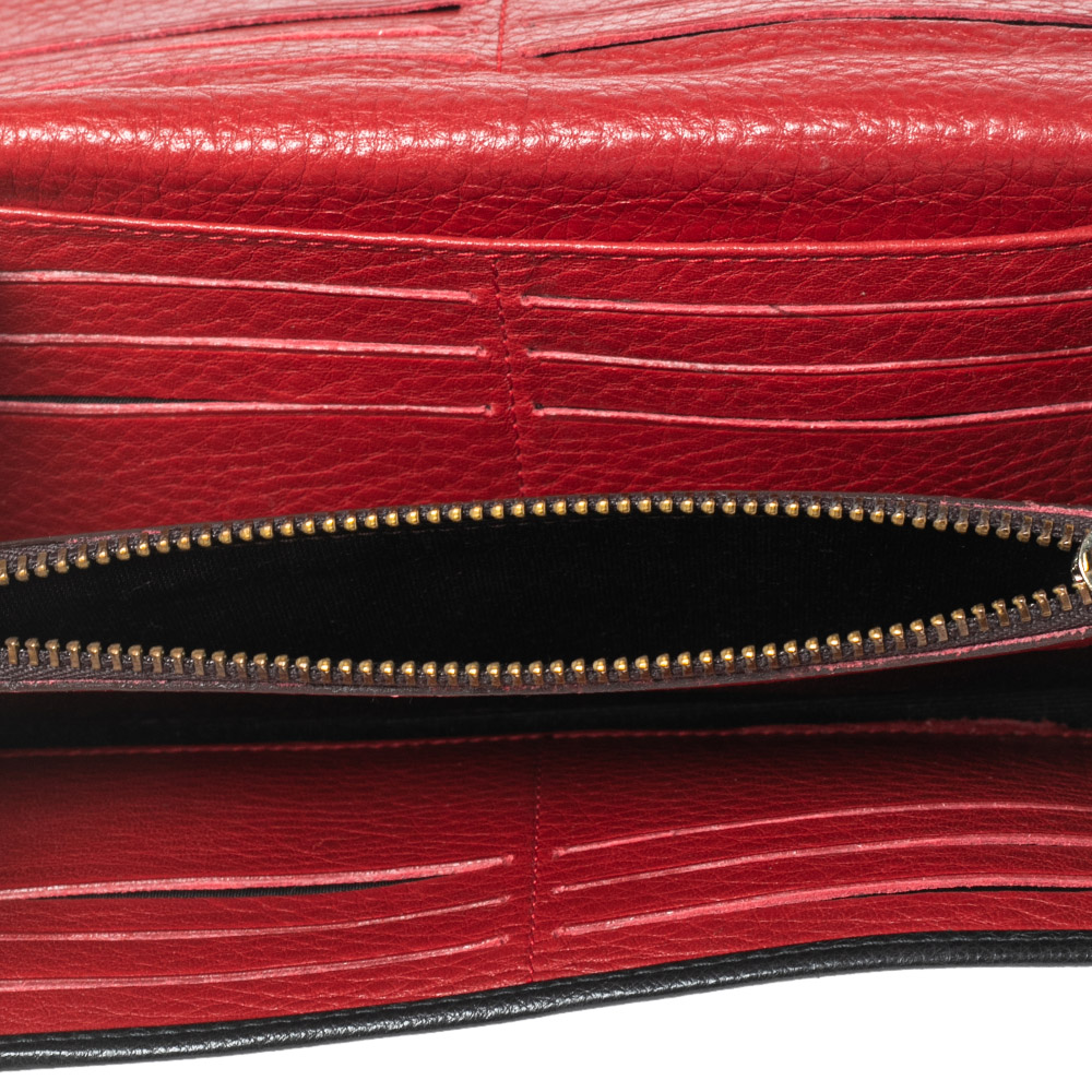 

Carolina Herrera Black Monogram Embossed Leather Flap Continental Wallet