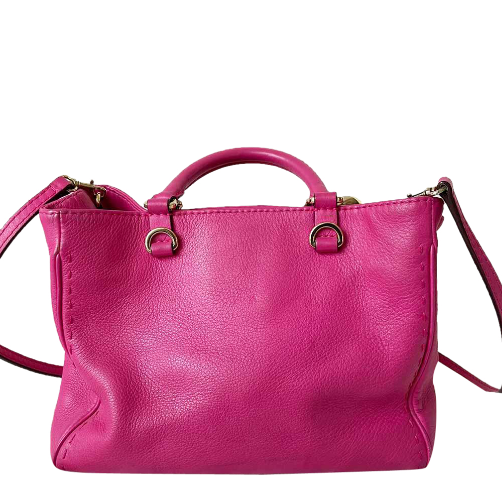 

Carolina Herrera Pink Leather Charm Tote Bag