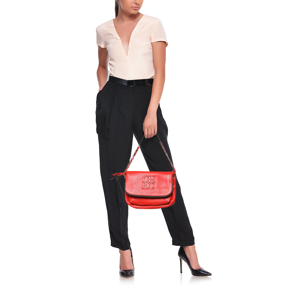 

Carolina Herrera Orange Leather Shoulder Bag
