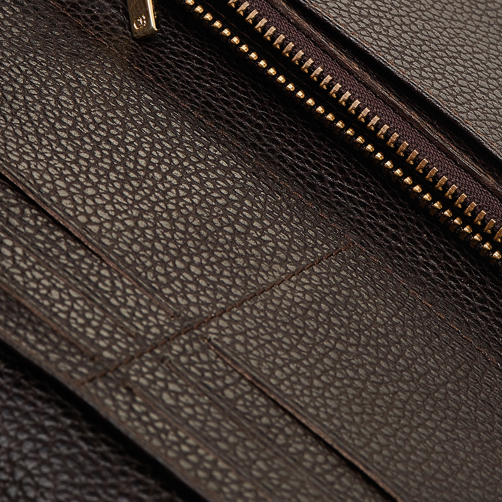 

Carolina Herrera Burgundy Grained Leather Flap Continental Wallet