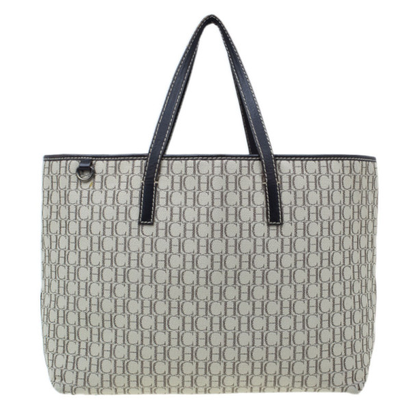 Pre Owned Carolina Herrera Monogram Canvas Shopper Tote