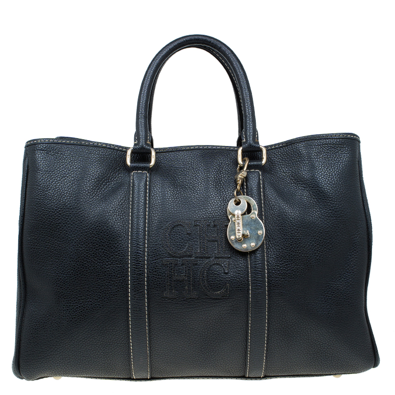 Pre Owned Carolina Herrera Black Leather Matteo Satchel