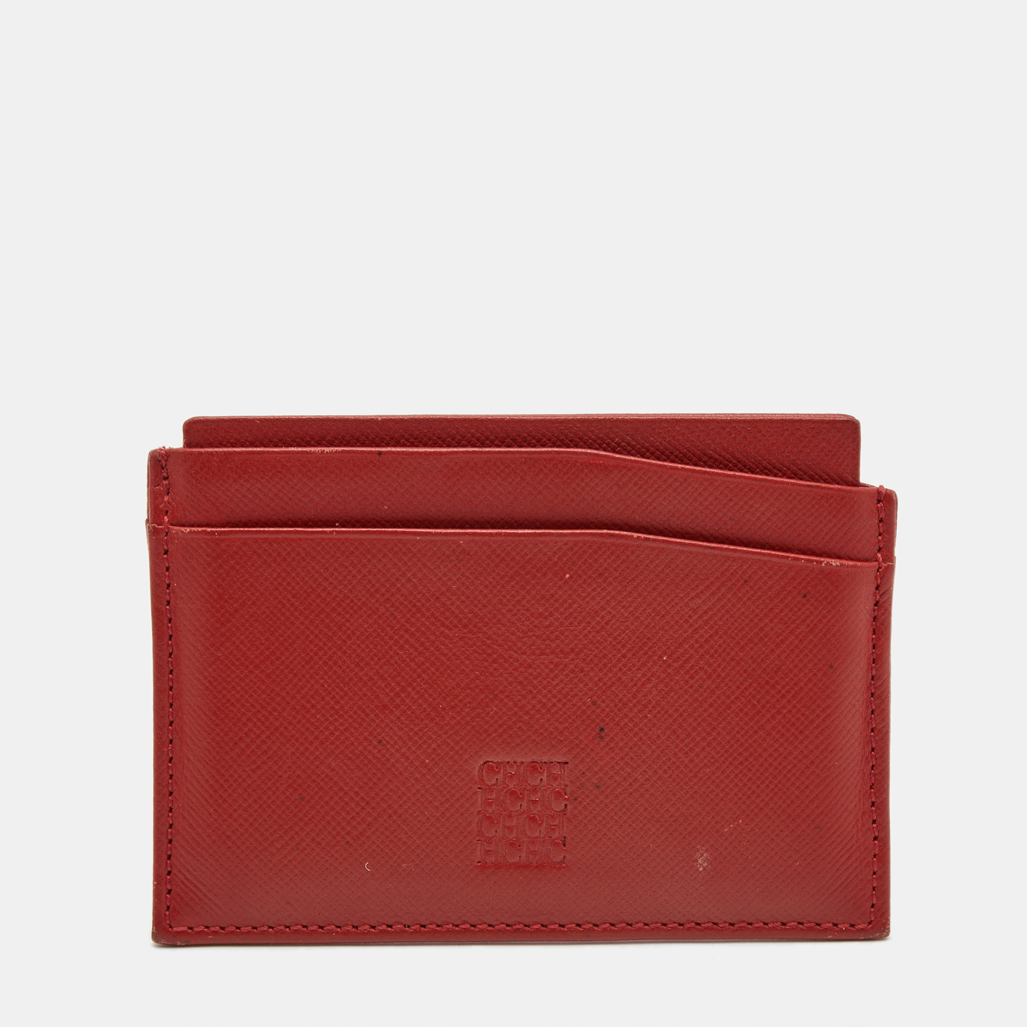 Pre-owned Carolina Herrera Red Leather Card Case