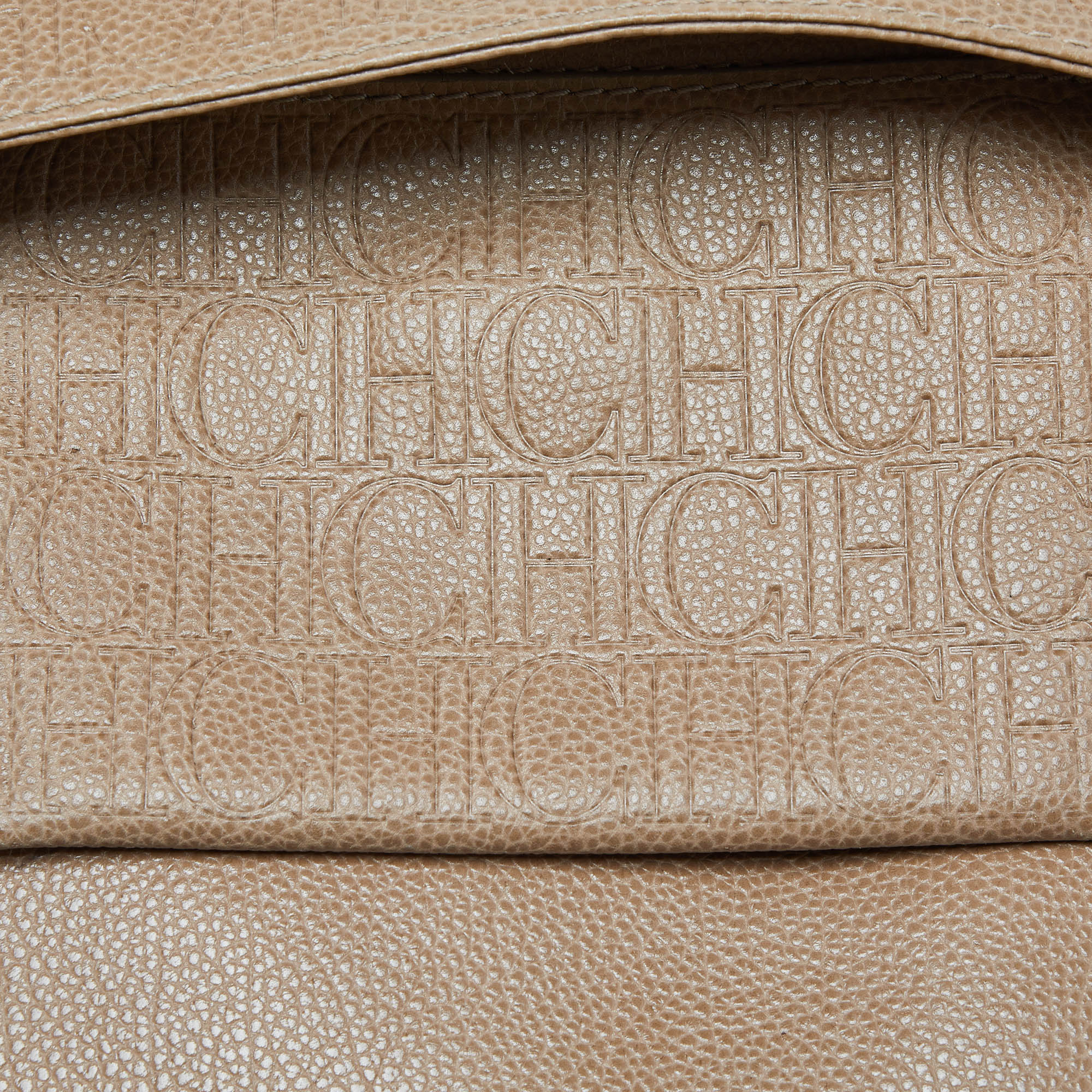 Carolina Herrera Beige Leather Minuetto Flap Top Handle Bag 