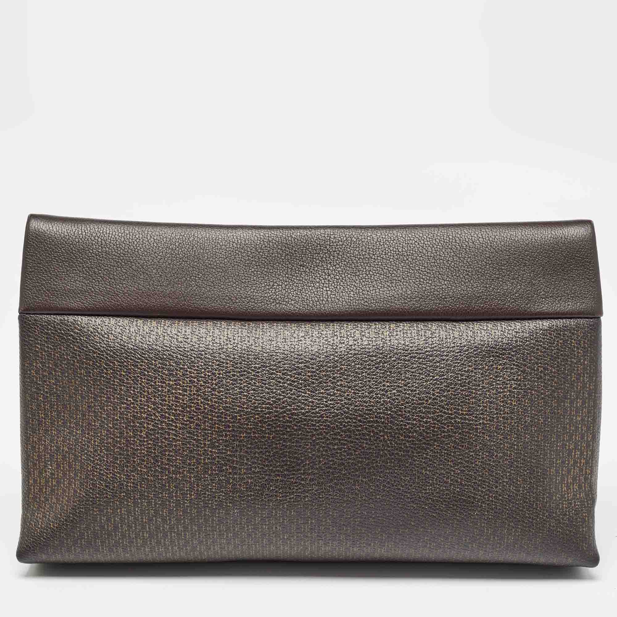 Carolina Herrera Brown/Red Monogram Coated Canvas and Leather Inro Crossbody Bag 