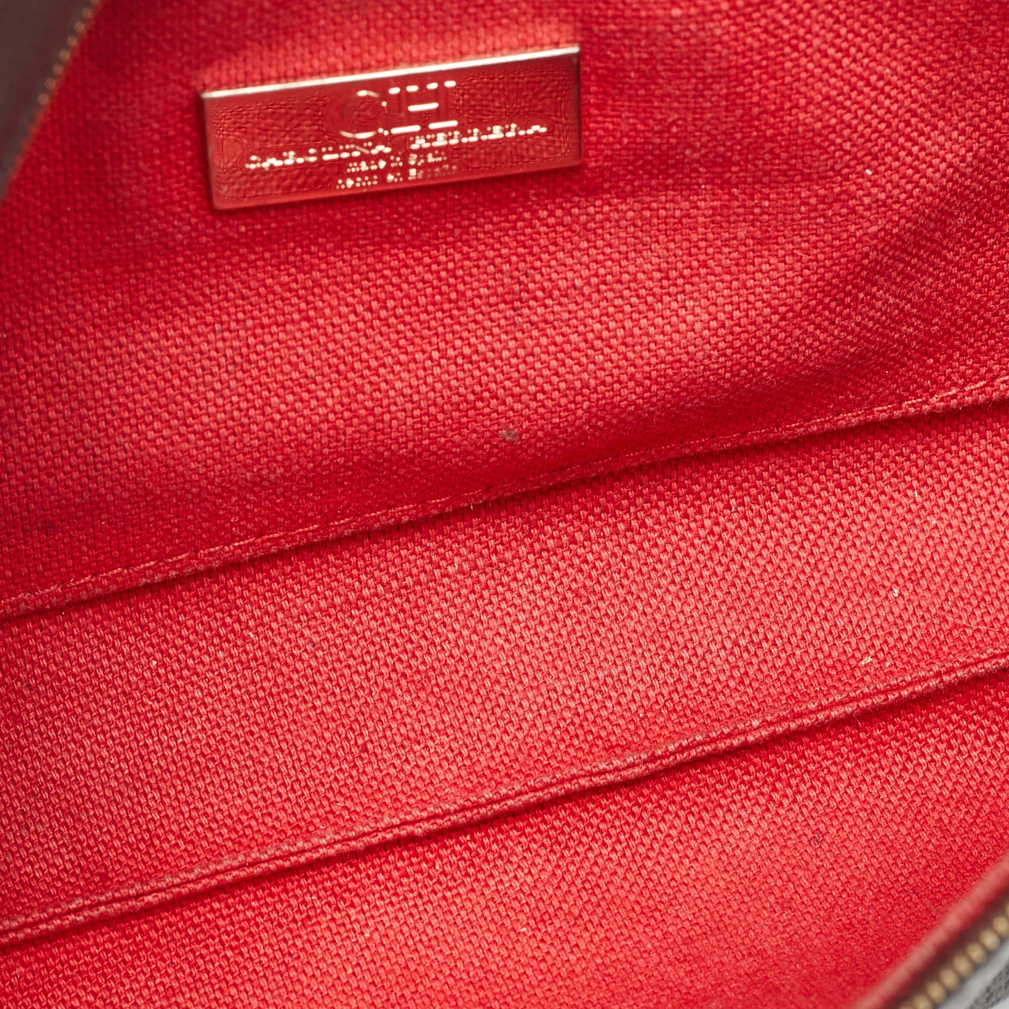 Carolina Herrera Brown/Red Monogram Coated Canvas and Leather Inro Crossbody Bag 