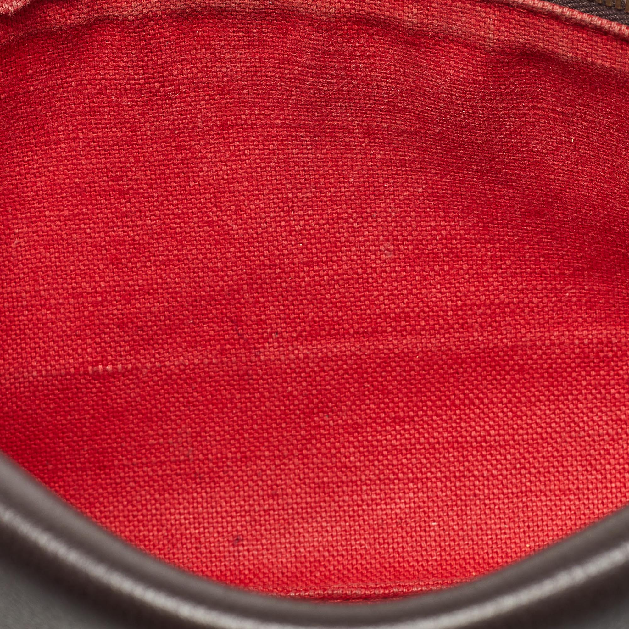 Carolina Herrera Brown/Red Monogram Coated Canvas and Leather Inro Crossbody Bag 