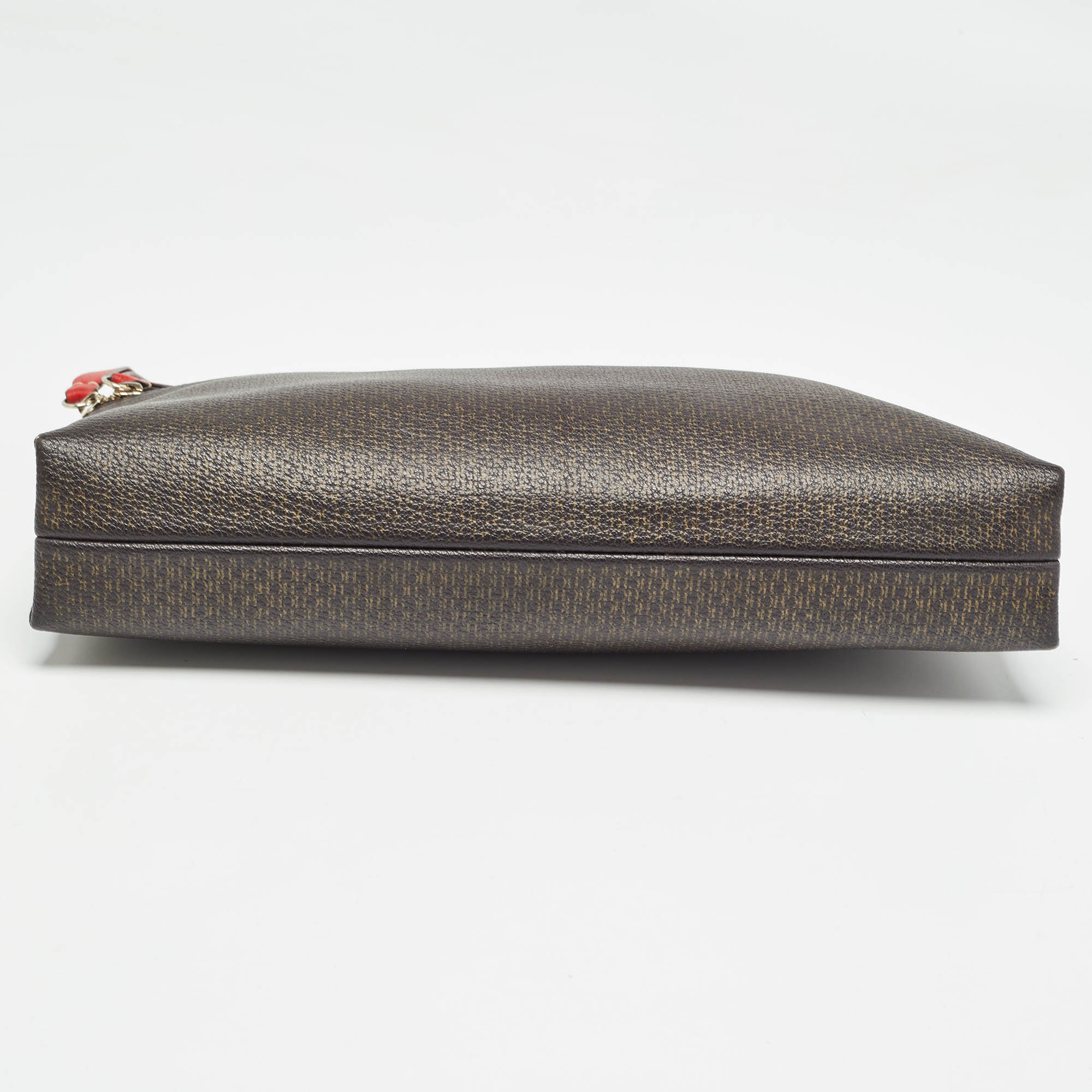 Carolina Herrera Brown/Red Monogram Coated Canvas and Leather Inro Crossbody Bag 