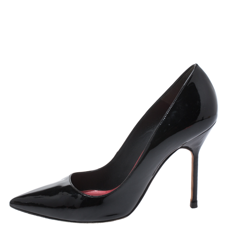 

Carolina Herrera Black Patent Leather Pointed Toe Pumps Size