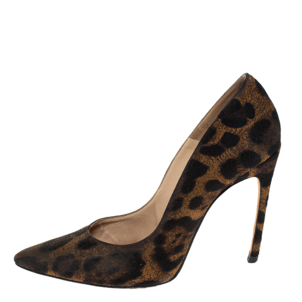

Carolina Herrera Leopard Print Fabric Pointed Toe Pumps Size, Brown