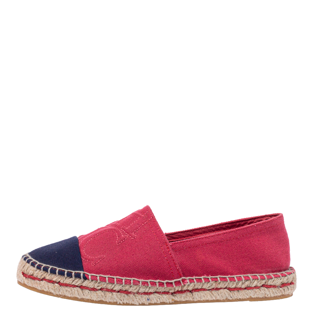 

Carolina Herrera Two Tone Canvas Espadrilles Size, Red