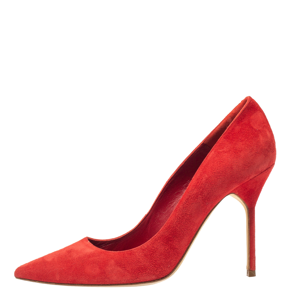 

Carolina Herrera Red Suede Pointed Toe Pumps Size