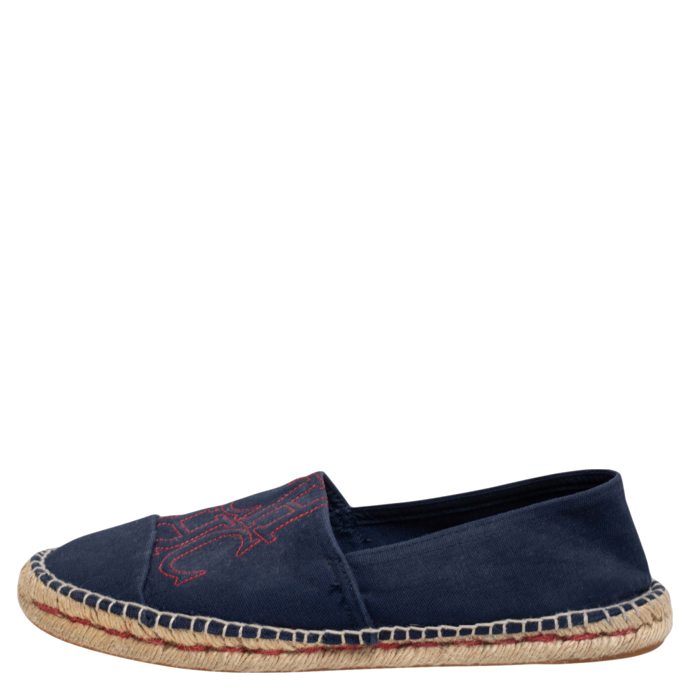 

Carolina Herrera Navy Blue Espadrille Slip On Loafers Size