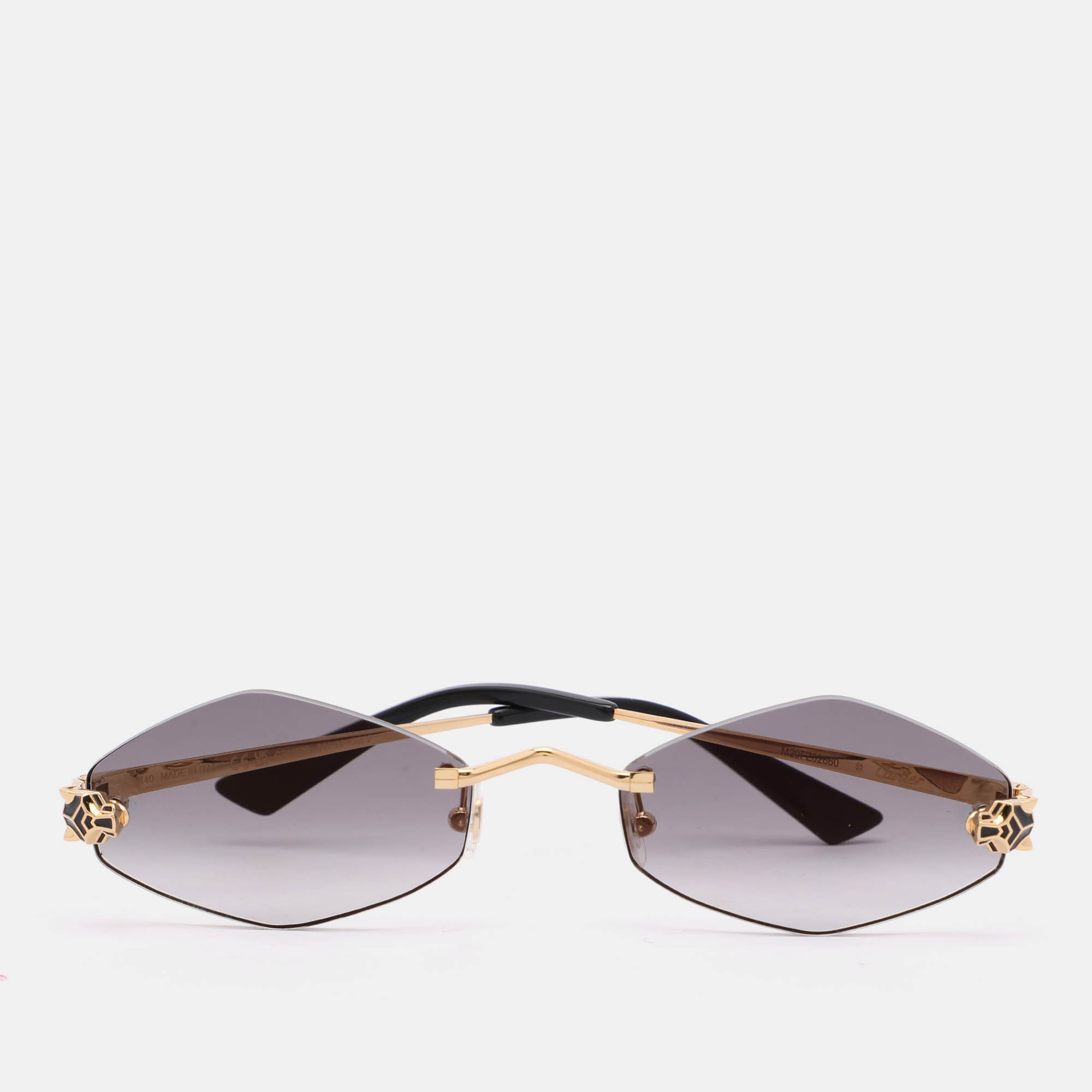 

Cartier Gold Tone/Black CT0433S Panther Rimless Sunglass