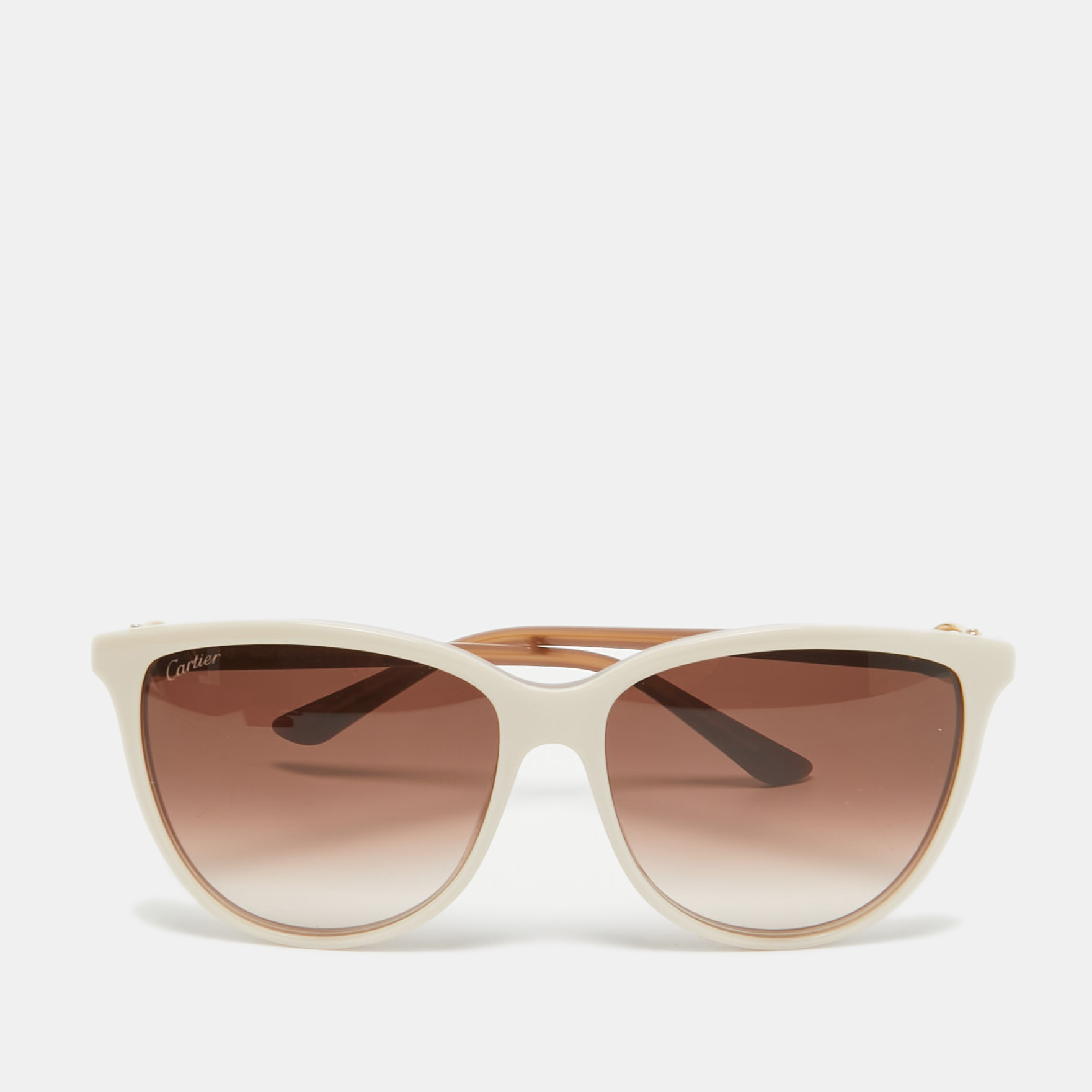 

Cartier Cream/Brown Gradient CT0186S Cat Eye Sunglasses