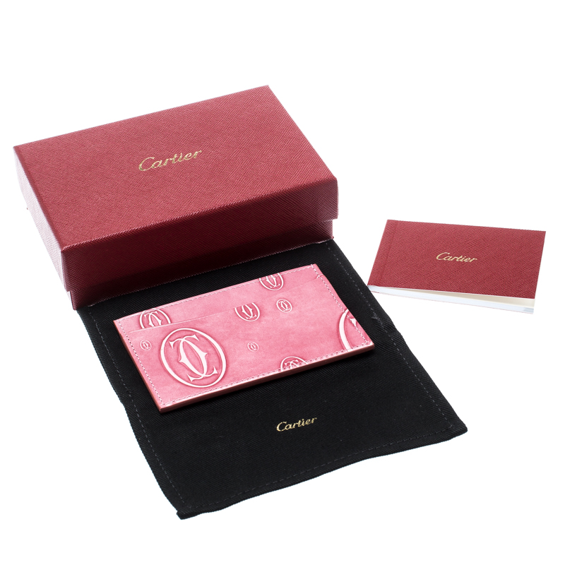 Cartier Pink Leather Happy Birthday Single Card Holder