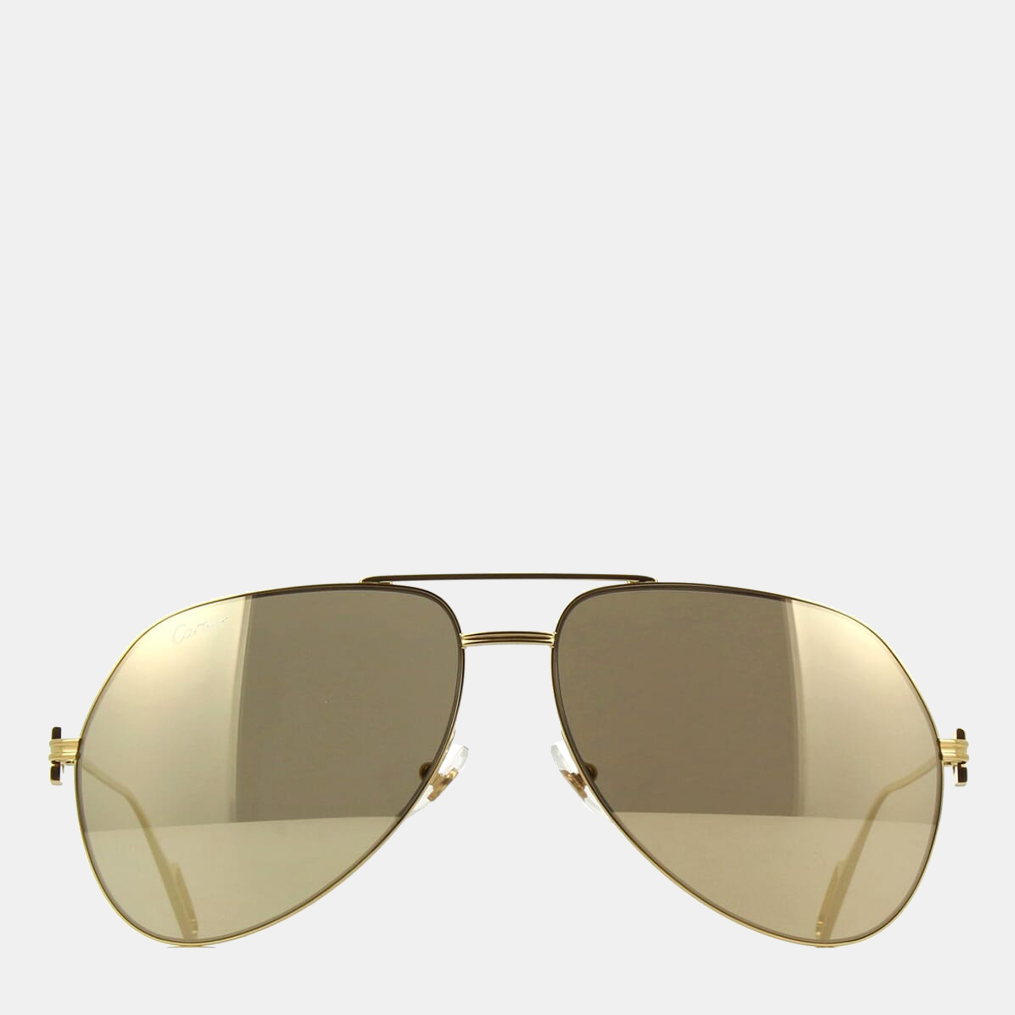 Pre-owned Cartier Gold - Ct0110s - Tinted Pilot-frame Sunglasses