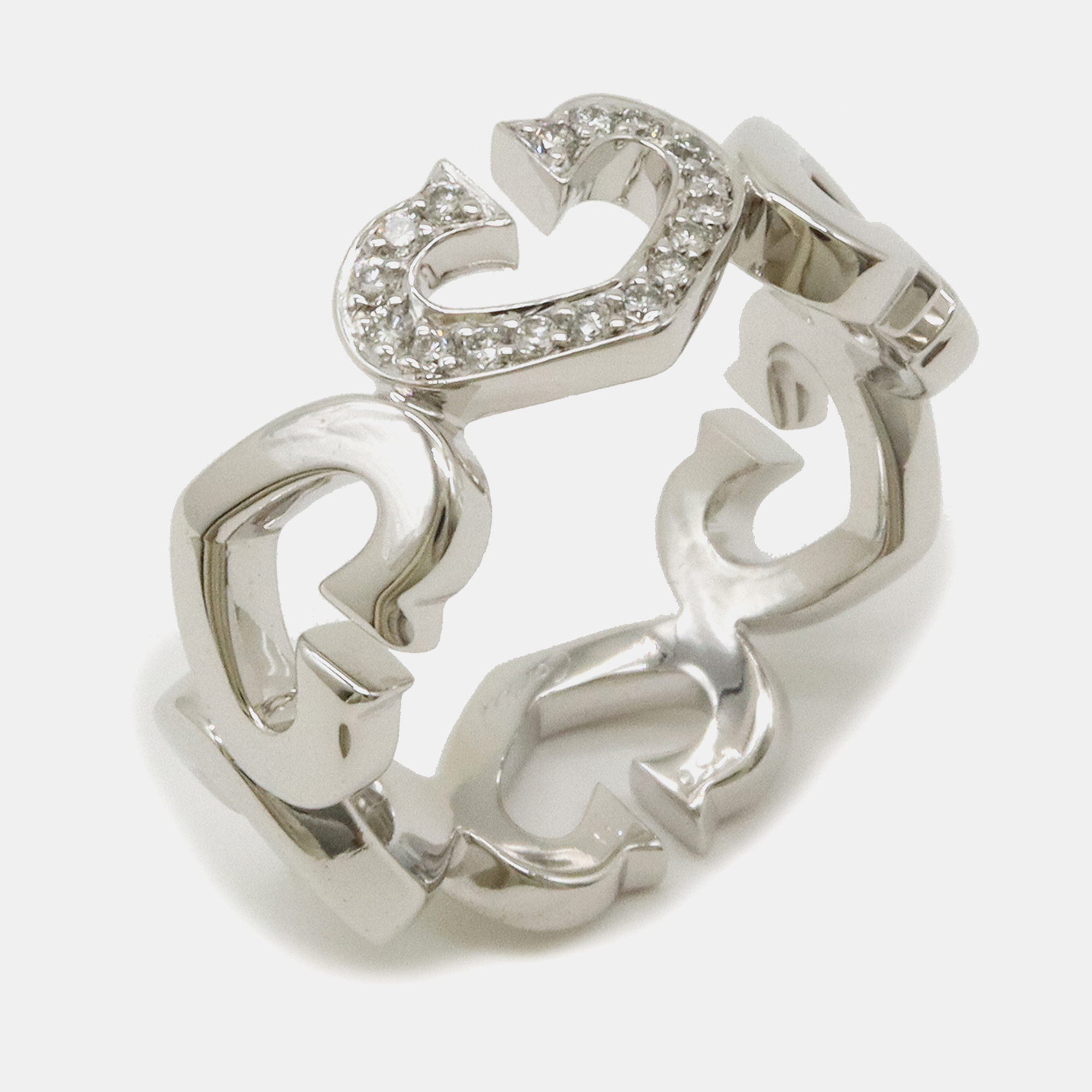 

Cartier 18K White Gold 0.10 Ct Diamonds C Heart Ring EU 51