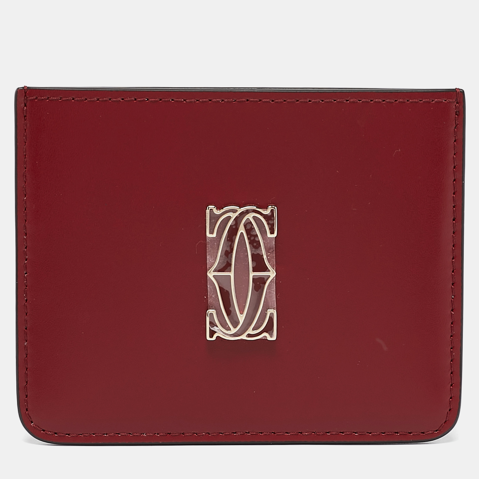 

Cartier Burgundy Leather C De Cartier Simple Card Holder