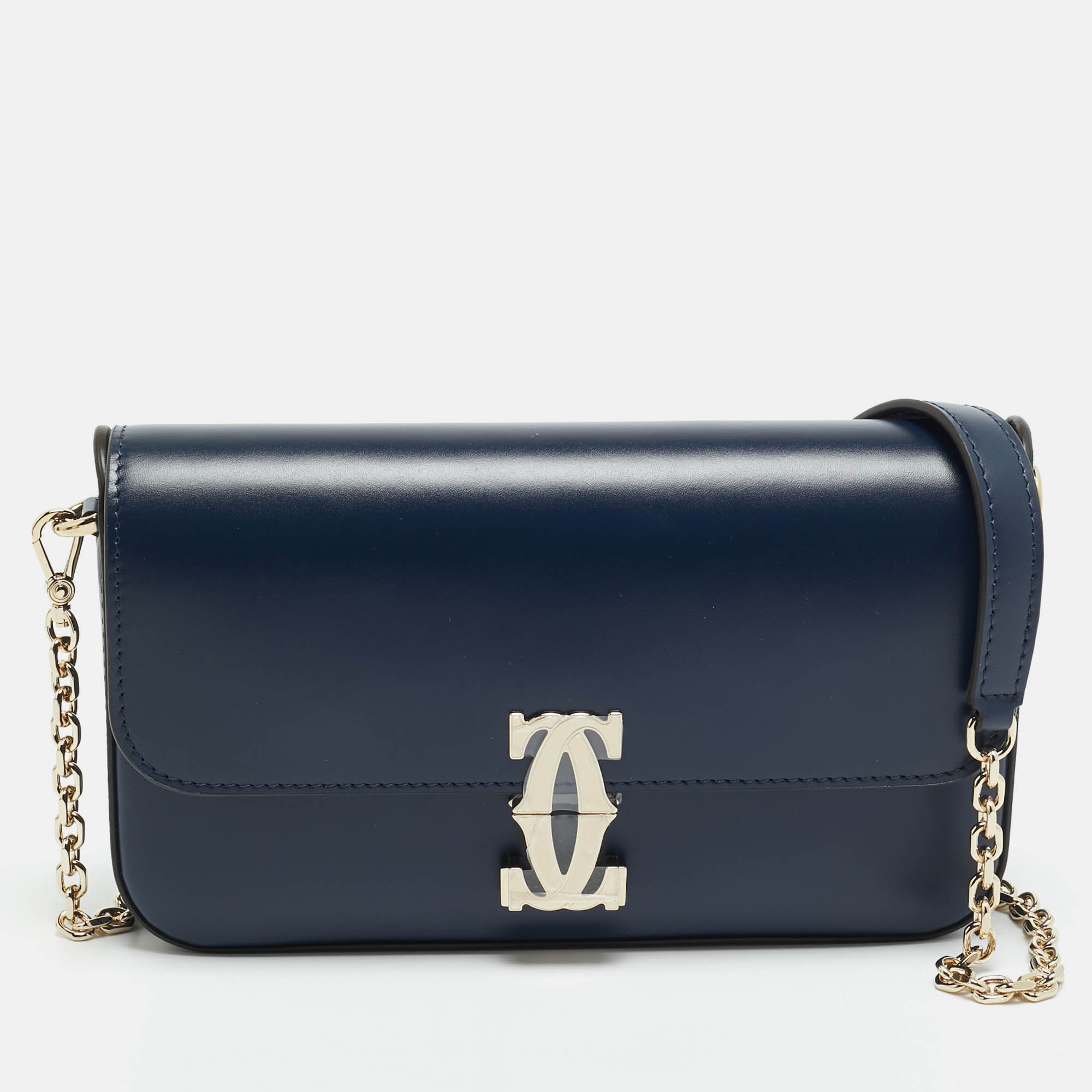 

Cartier C De Cartier Mini Navy Blue Leather Shoulder Bag
