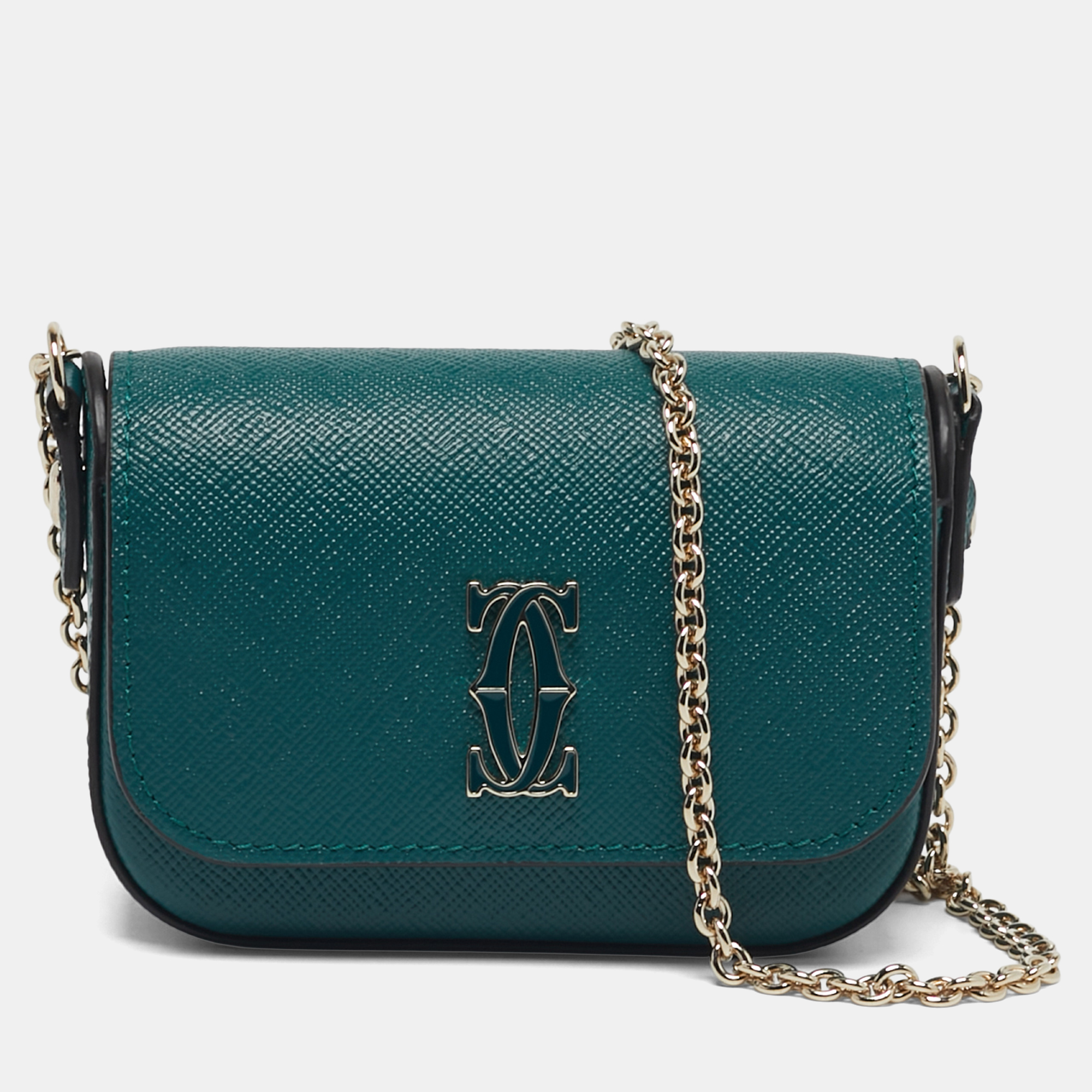 

Cartier C De Cartier Mini Green Leather Chain Clutch