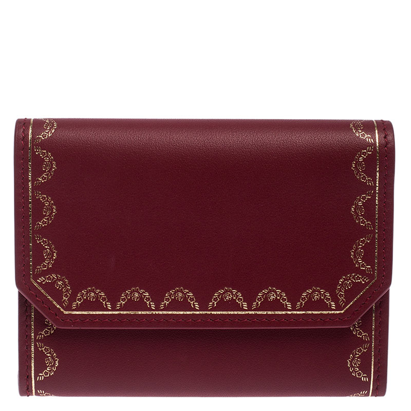 Pre Owned محفظة كارتييه جلد بني محمر