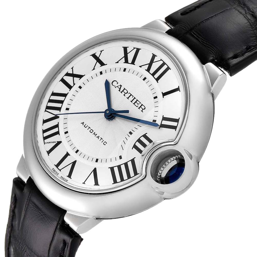 

Cartier Silver Stainless Steel Ballon Bleu Automatic W69017Z4 Women's Wristwatch 36 MM