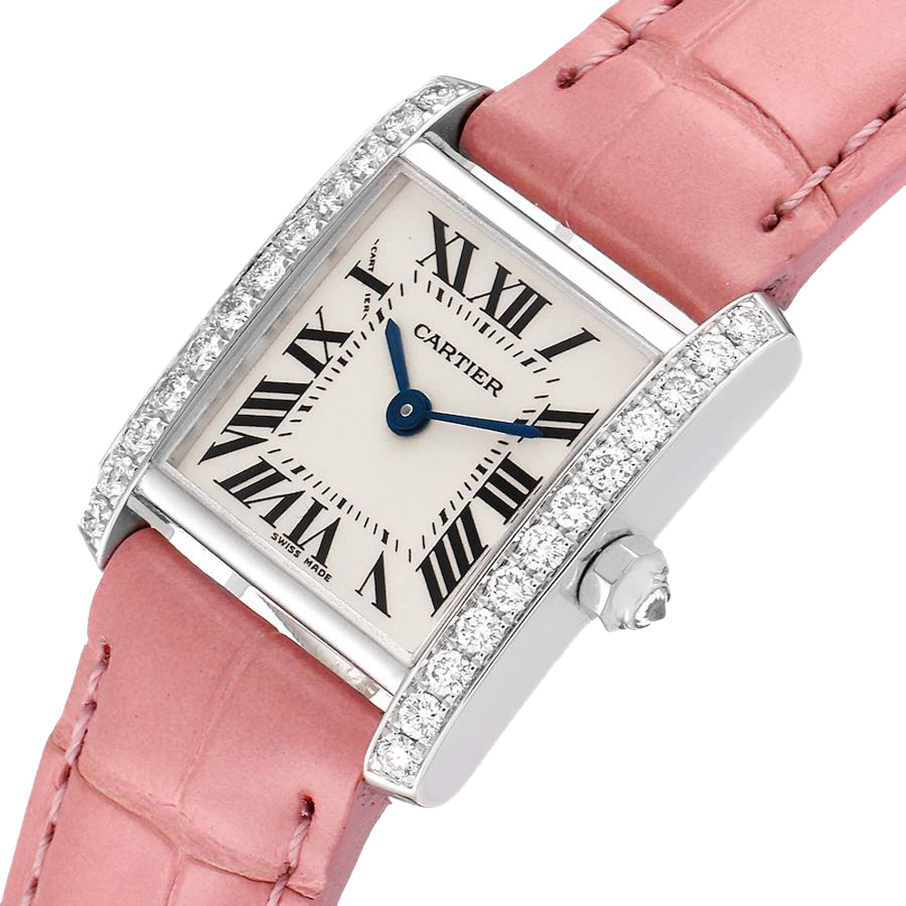 

Cartier Silver Diamonds 18K White Gold Tank Francaise WE100251 Women's Wristwatch 20 MM