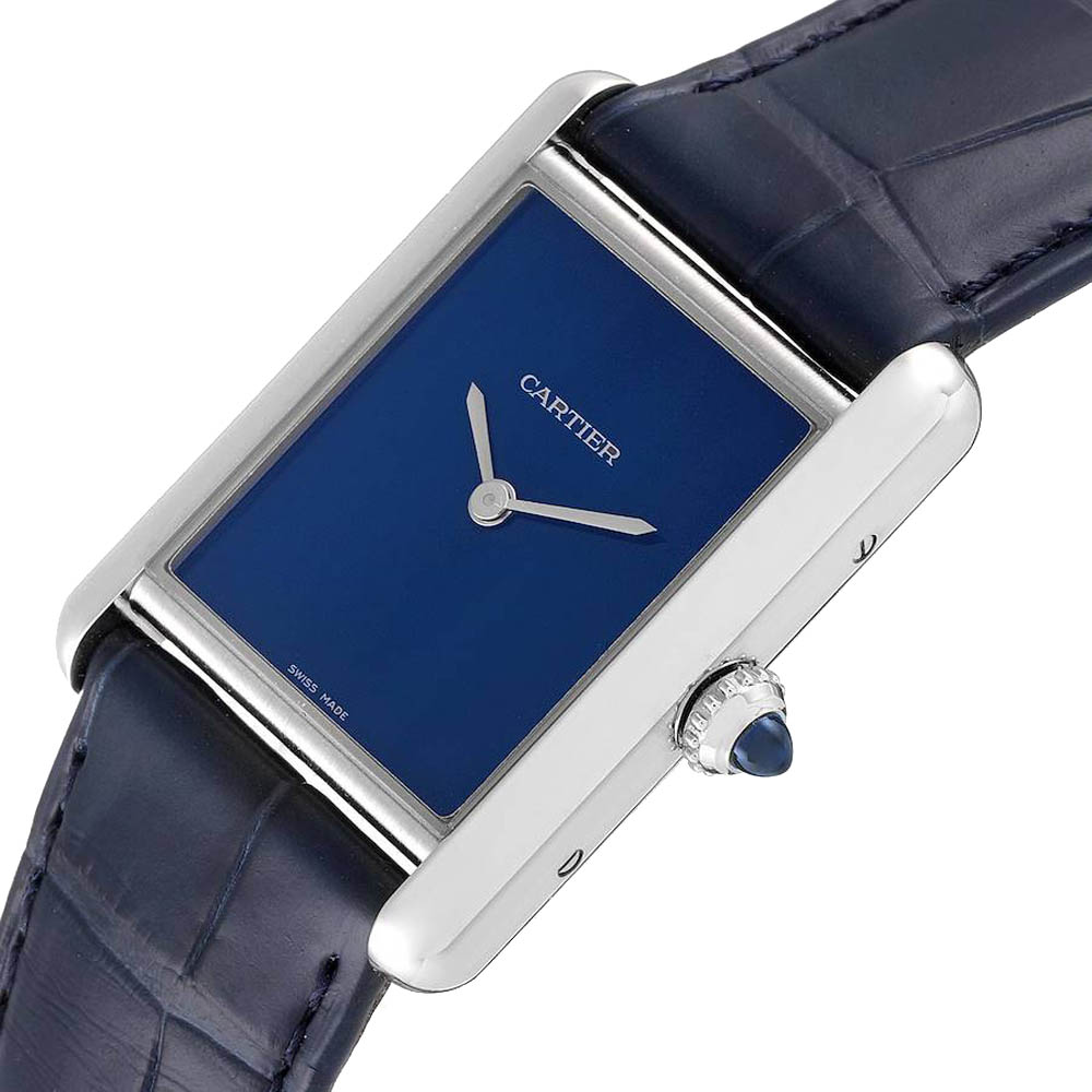 

Cartier Blue Stainless Steel Tank Must WSTA0055 Women's Wristwatch