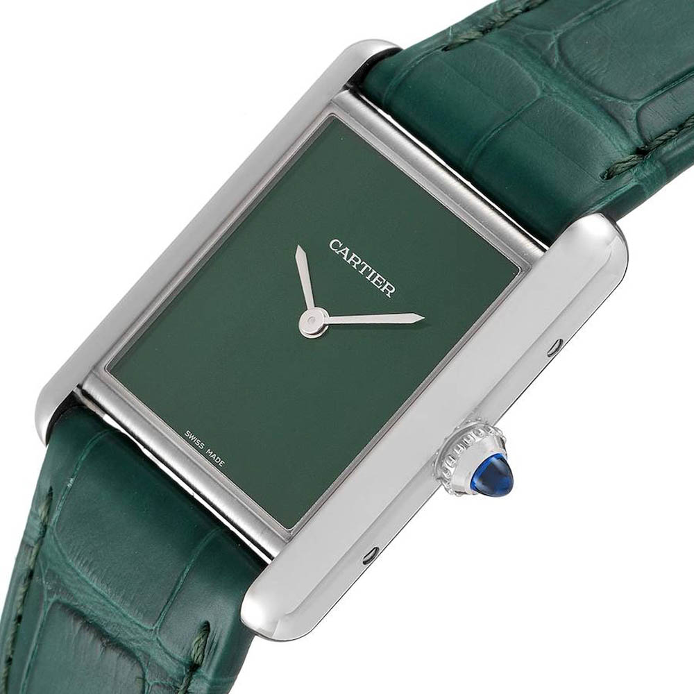 

Cartier Green Stainless Steel Tank Must WSTA0056 Women's Wristwatch 34 MM