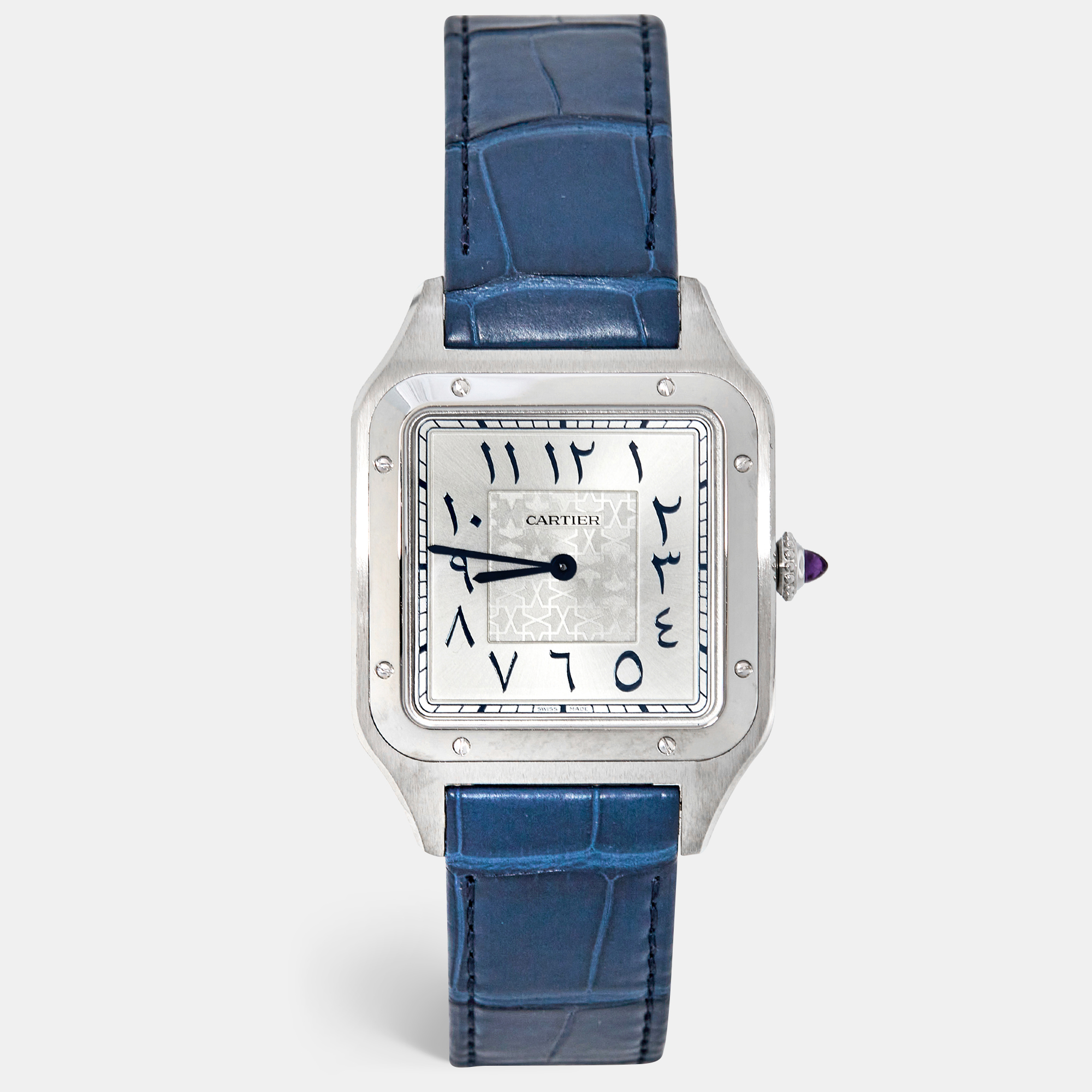 

Cartier Santos Dumont Platinum Limited Edition Arabic WGSA0086 Men's Watch, Silver