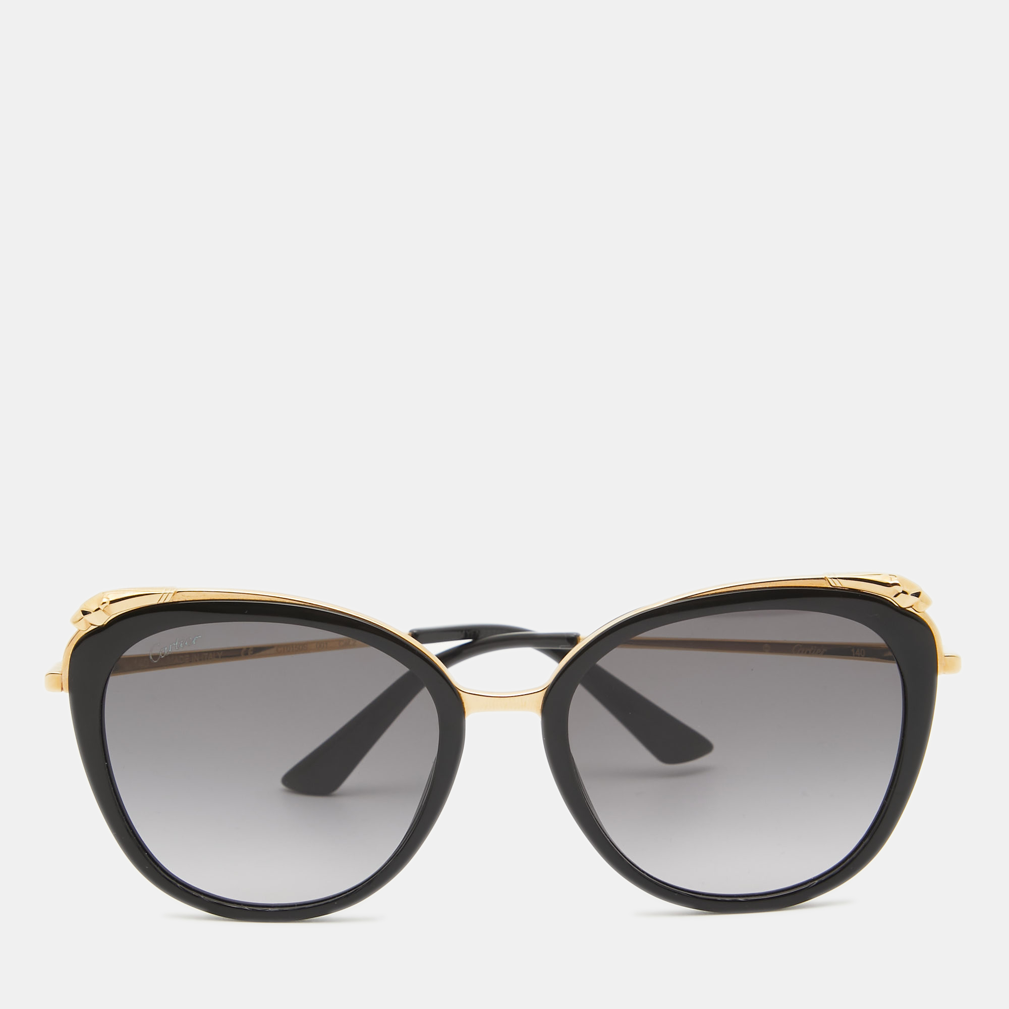 

Cartier Black/Gold Gradient CT0150S Panthère Cat Eye Sunglasses