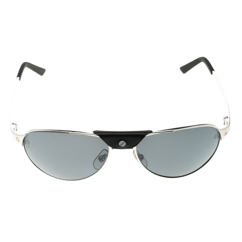 Cartier Silver Santos-Dumont Polarized Aviator Sunglasses Cartier | TLC