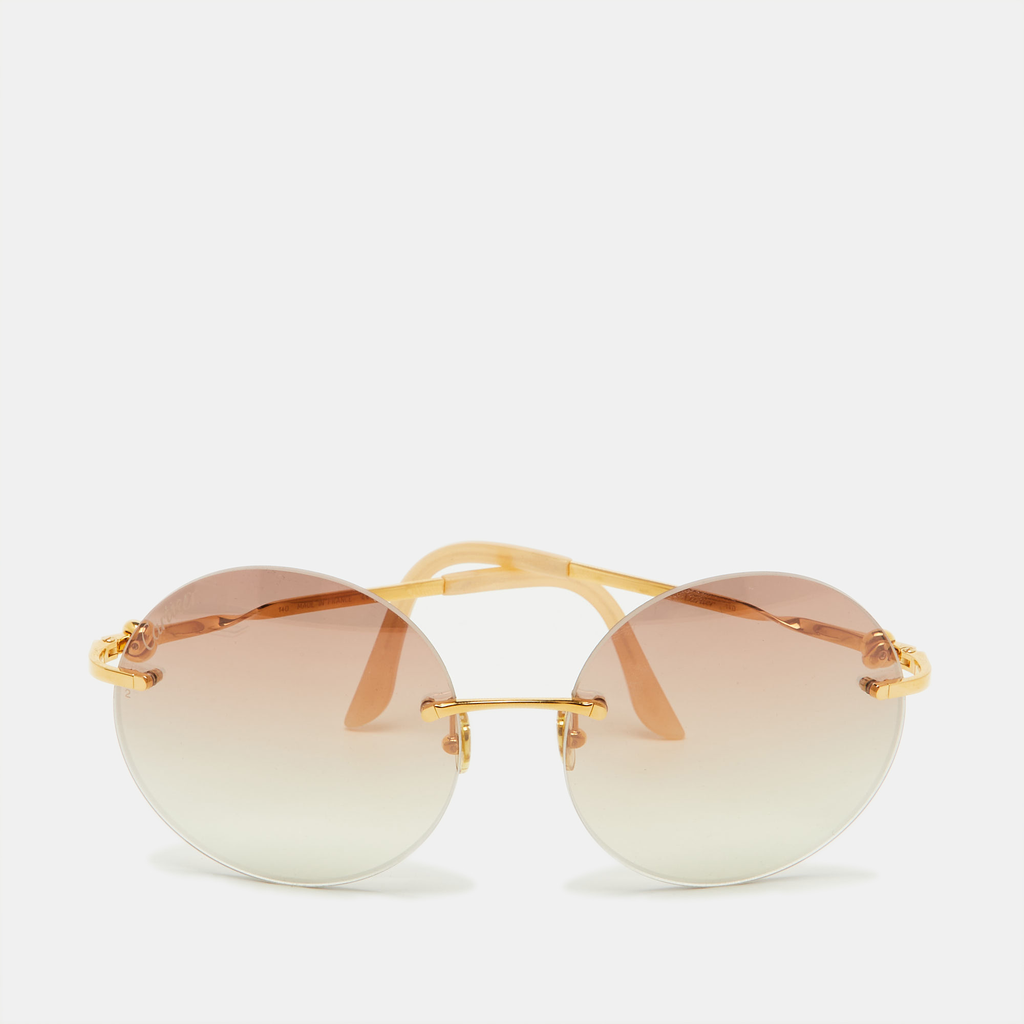 

Cartier Gold Tone/Orange Gradient Round Sunglasses