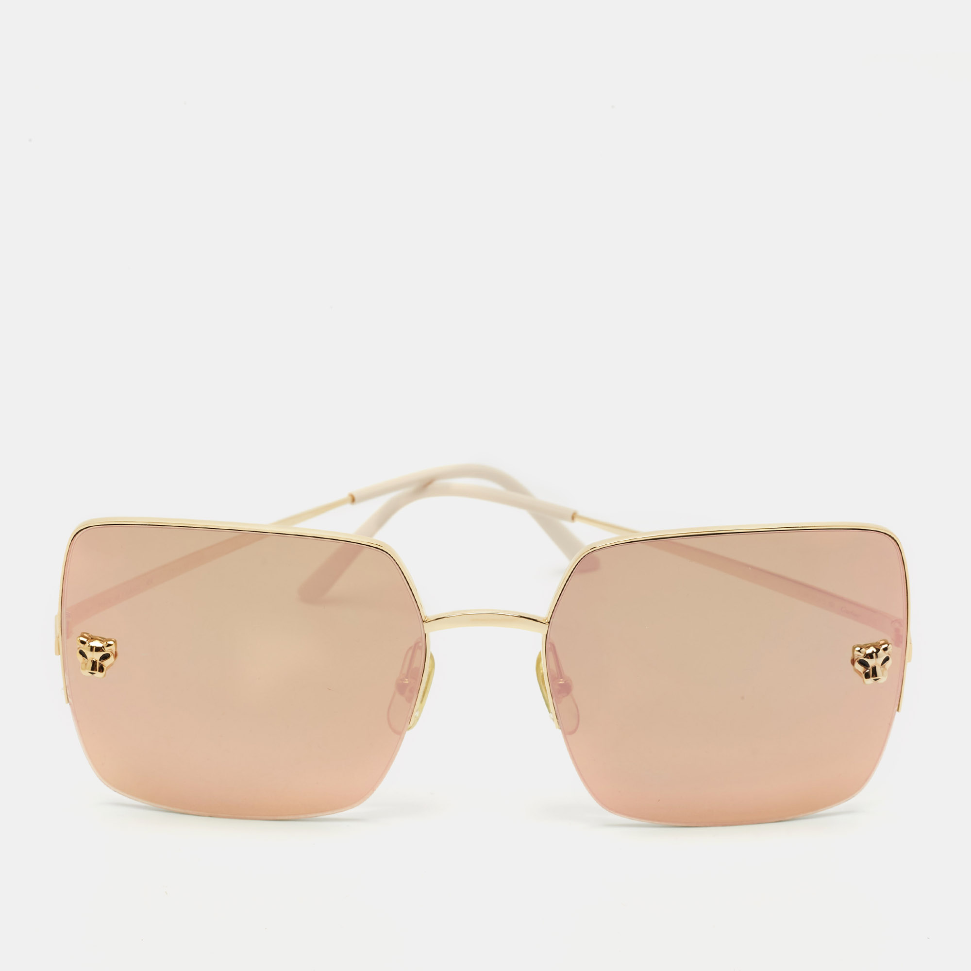 

Cartier Gold Mirrored CT0121S Panthere De Cartier Square Sunglasses