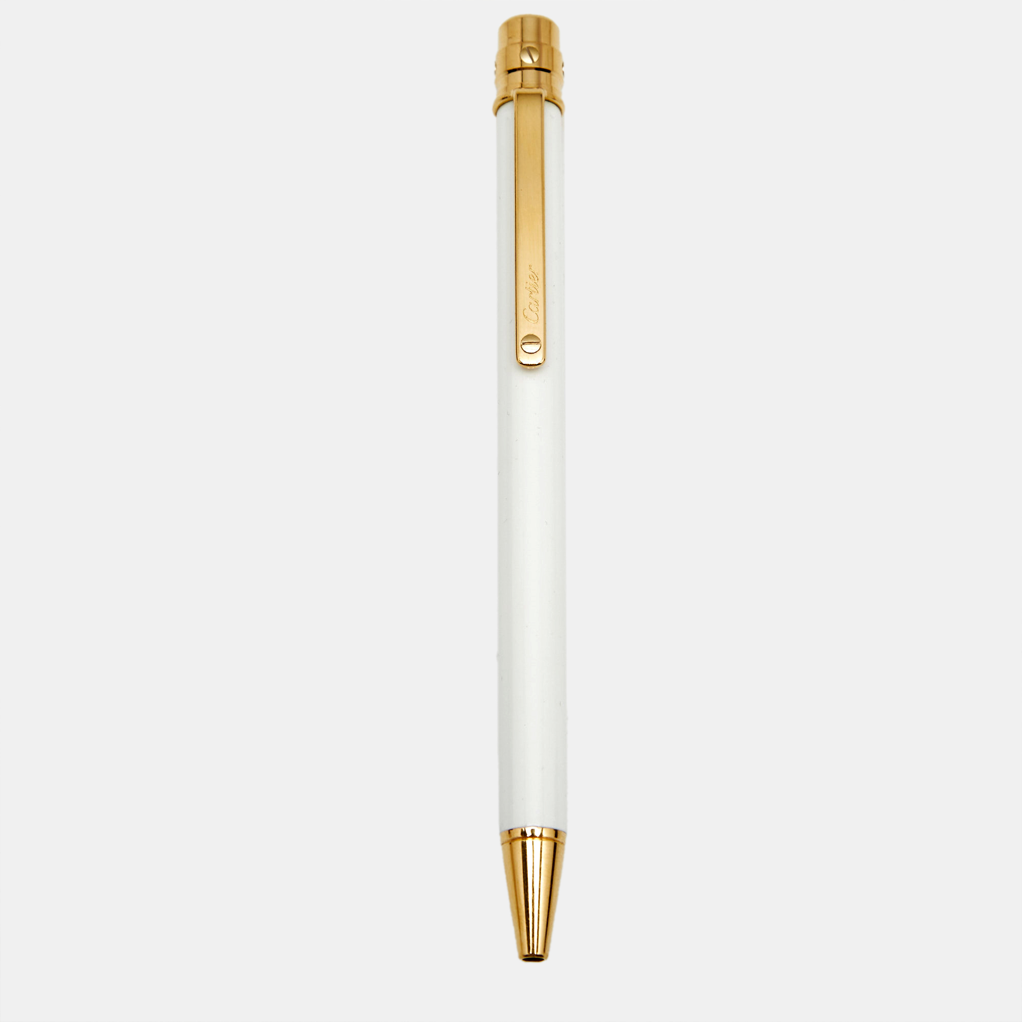 

Cartier Santos de Cartier White Lacquer Gold Tone Ballpoint Pen