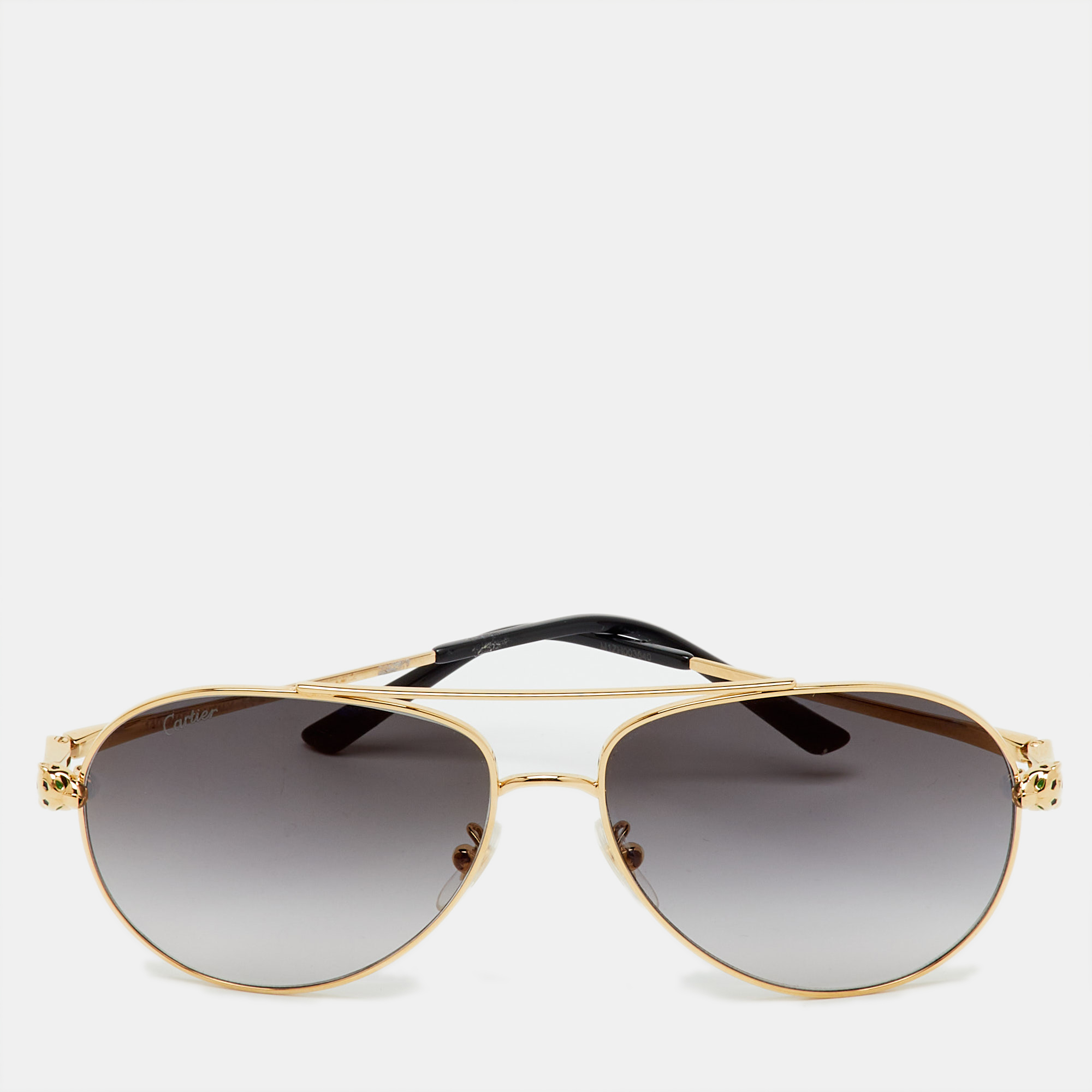 

Cartier Gold Tone/Grey Gradient CT0233S Panthère De Cartier Aviator Sunglasses