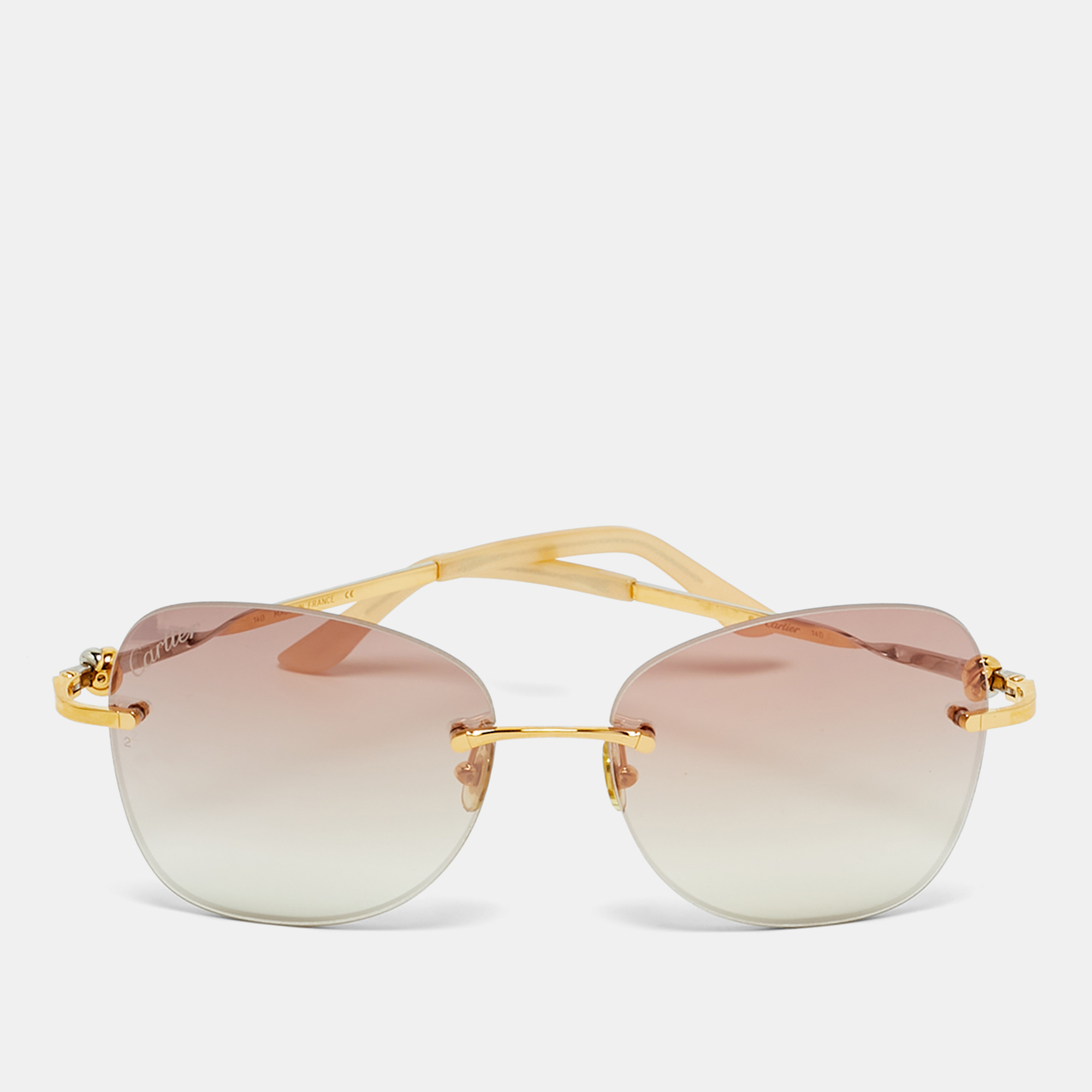 

Cartier Brown Gradient Rimless Butterfly Sunglasses