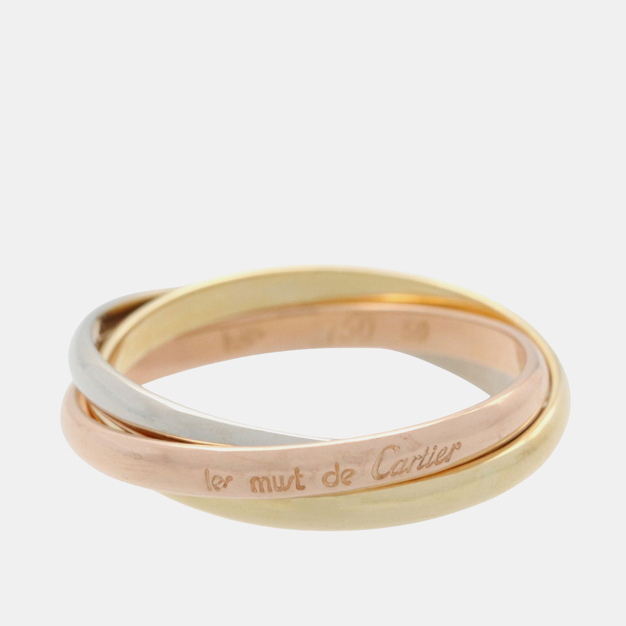 

Cartier Trinity 18K Yellow, Rose and White Gold Band Ring EU 50