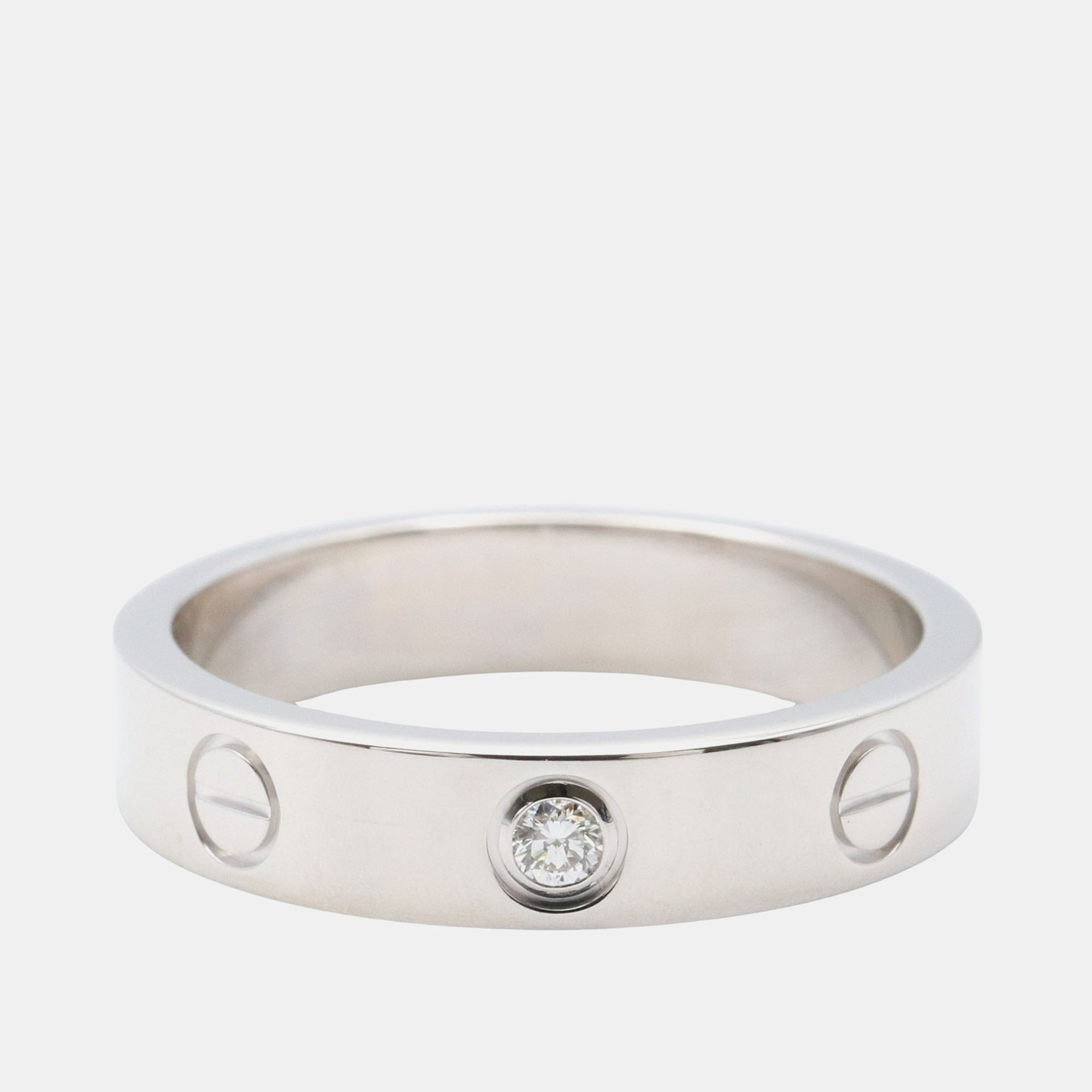 

Cartier Love 18K White Gold and Diamond Band Ring EU 52