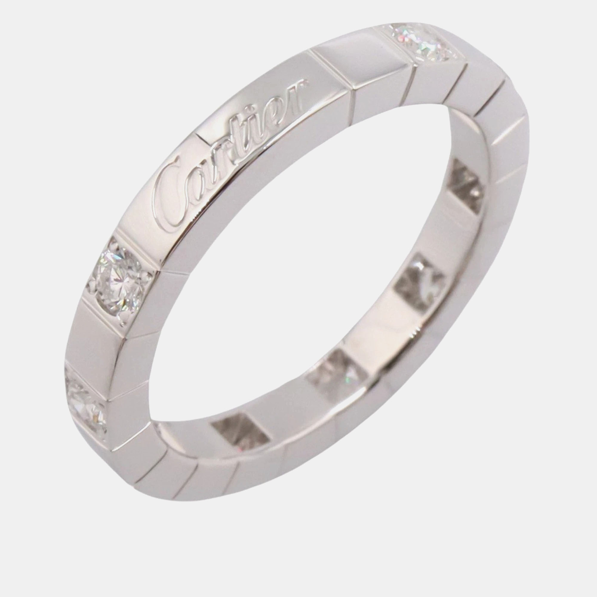 

Cartier Lanieres 18K White Gold and Diamond Band Ring EU 52