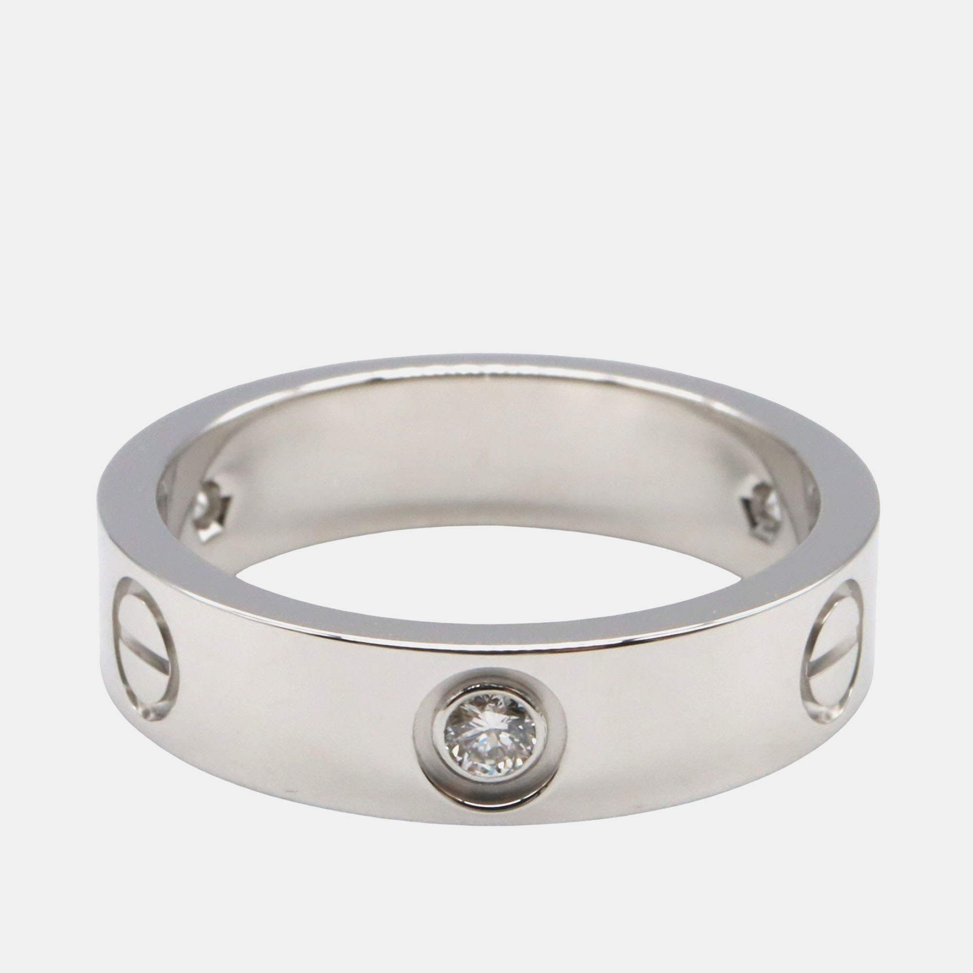 

Cartier Love 18K White Gold and Diamond Band Ring EU 60