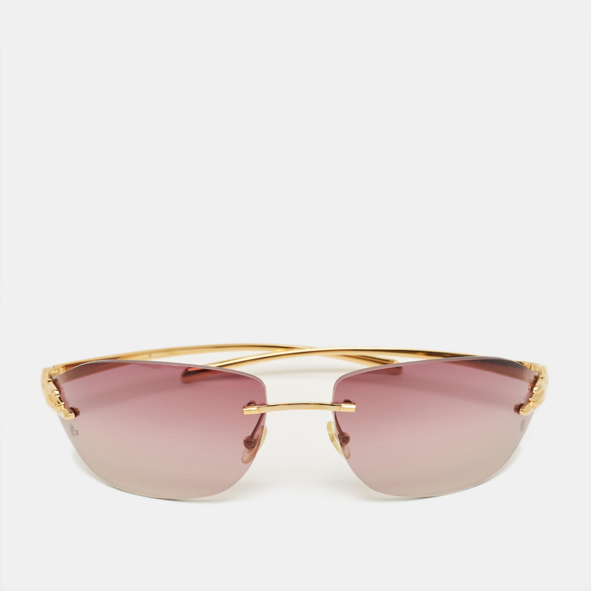 

Cartier Burgundy/Gold Tone Gradient CT0068S Panthere De Cartier Sunglasses