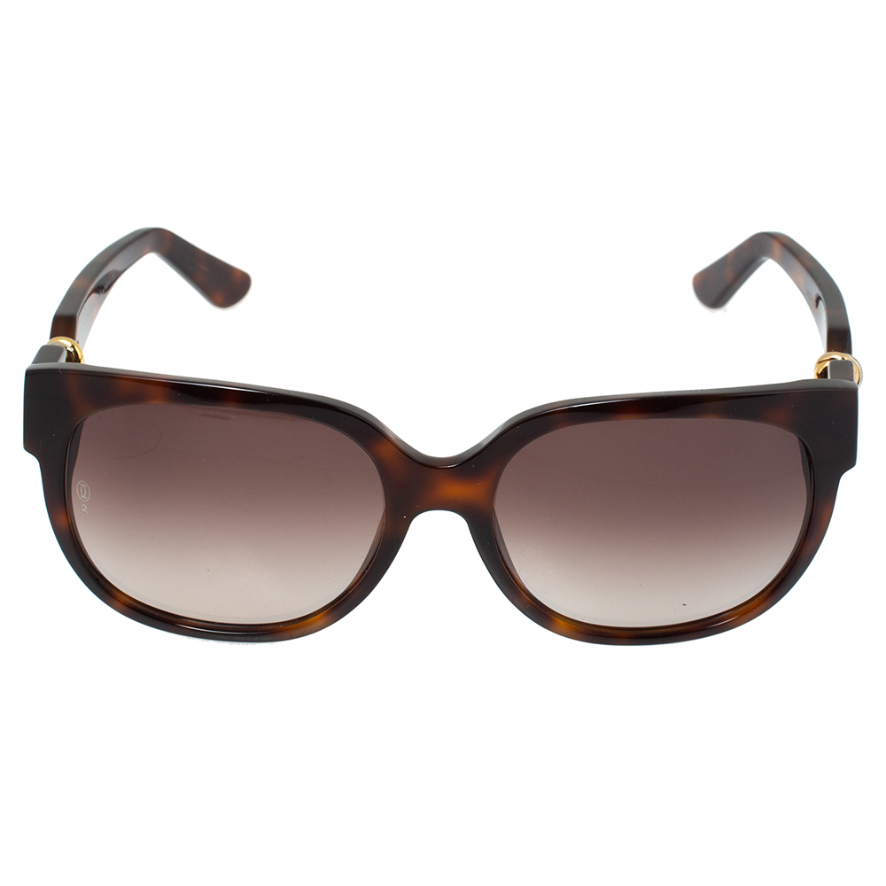 

Cartier Tortoiseshell / Brown Gradient Trinity De Cartier Square Sunglasses