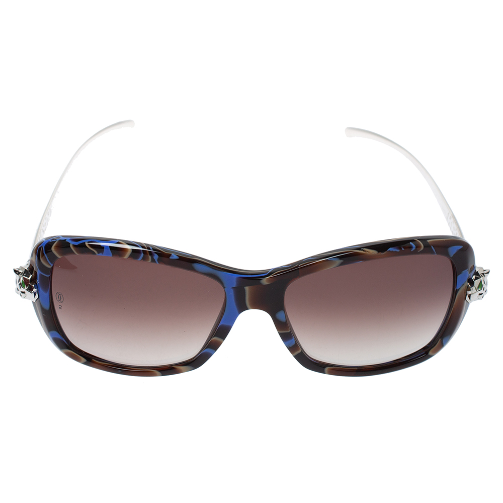 

Cartier Blue Tortoiseshell/ Brown Gradient Panthère Wild de Cartier Square Sunglasses