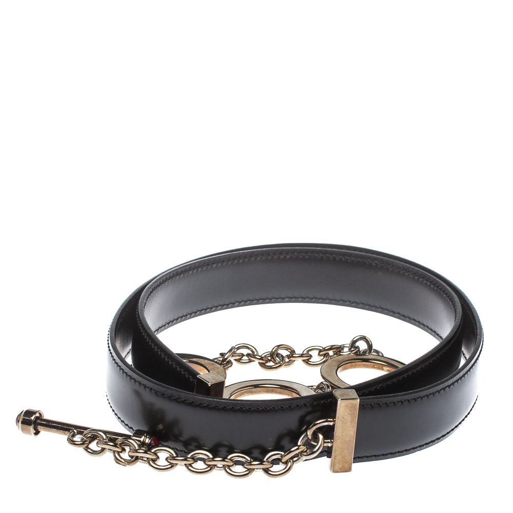 

Cartier Black Leather Chain Belt