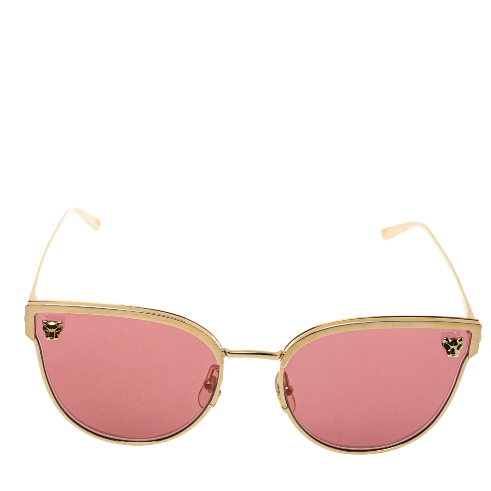 

Cartier Brushed Gold Tone / Pink Panthère de Cartier CT0198S Cat-Eye Sunglasses