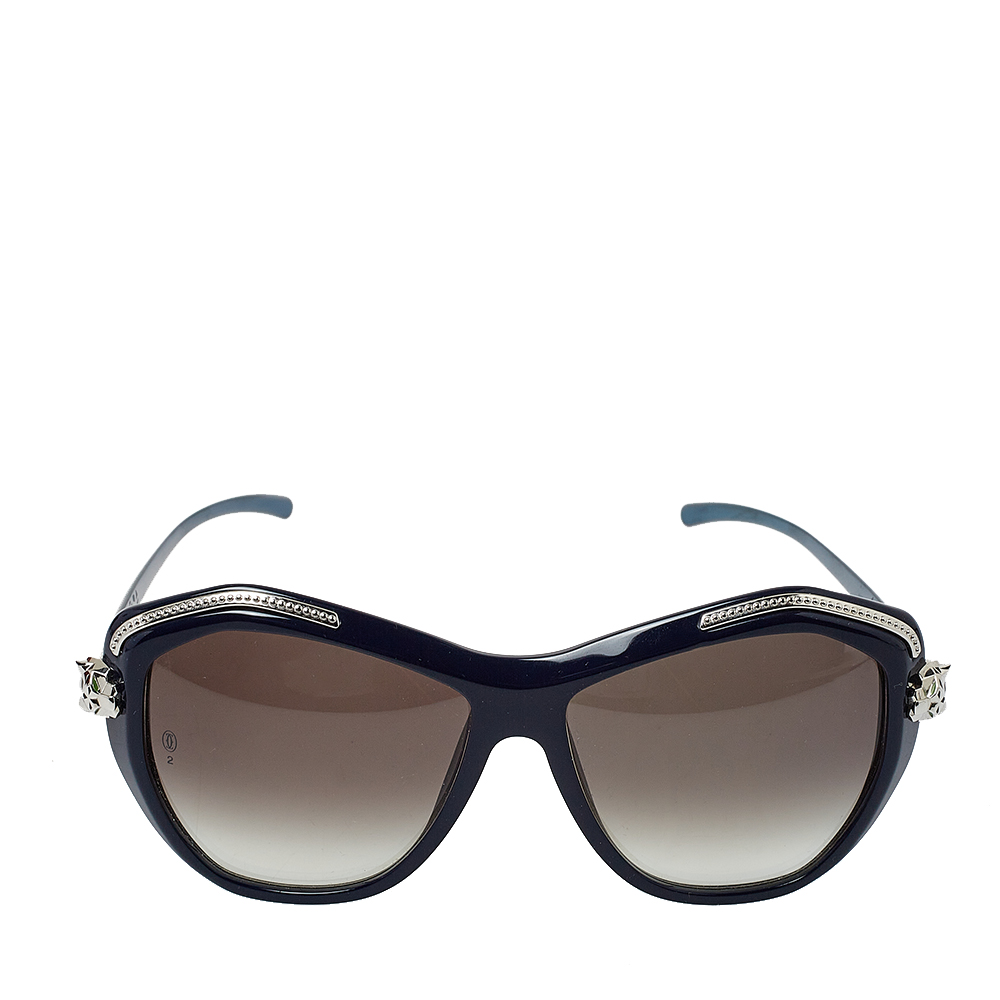 

Cartier Navy Blue/ Dark Grey Gradient Panthere Wild De Cartier Geometric Sunglasses