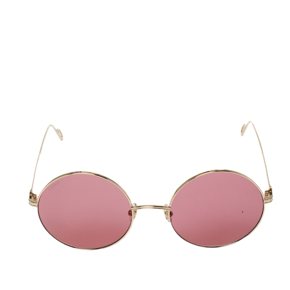 

Cartier Pink/Gold Metal Mayfair Round Sunglasses
